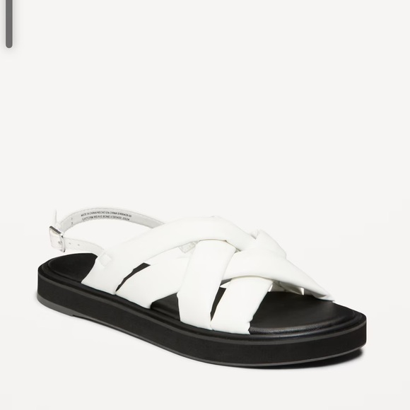 NWT OLD NAVY Puffy Cross-Strap Flatform Sandals Color: Bone SIZE 7 - Picture 2 of 4